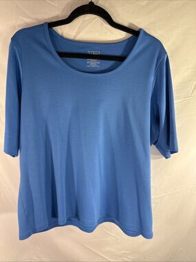 LL Bean 100% Suprima Cotton Royal Blue scoop neck tshirt wmns Sz XL